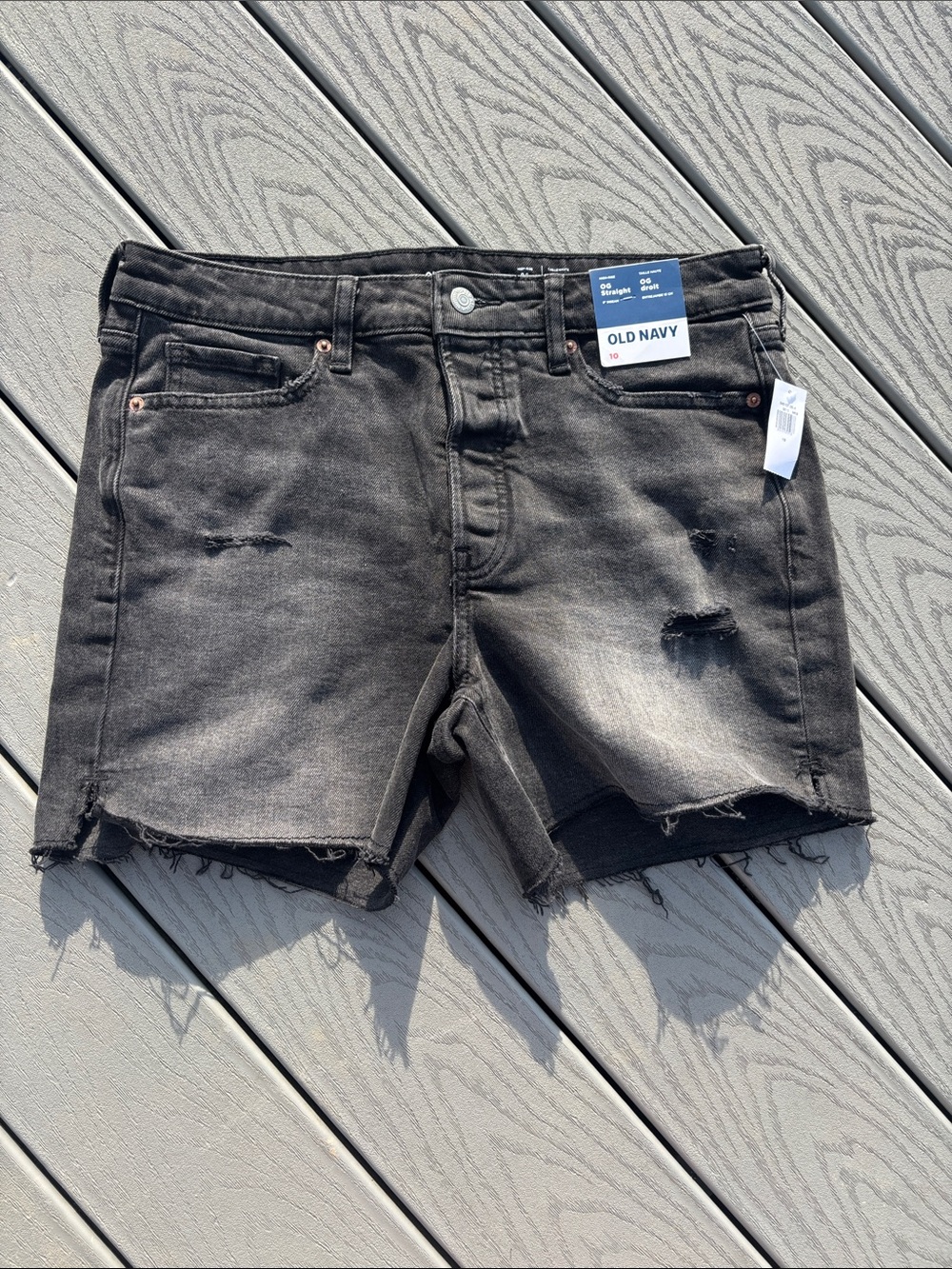 Old Navy Black Distressed Denim Shorts, size 10